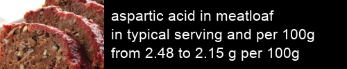 aspartic acid in meatloaf information and values per serving and 100g